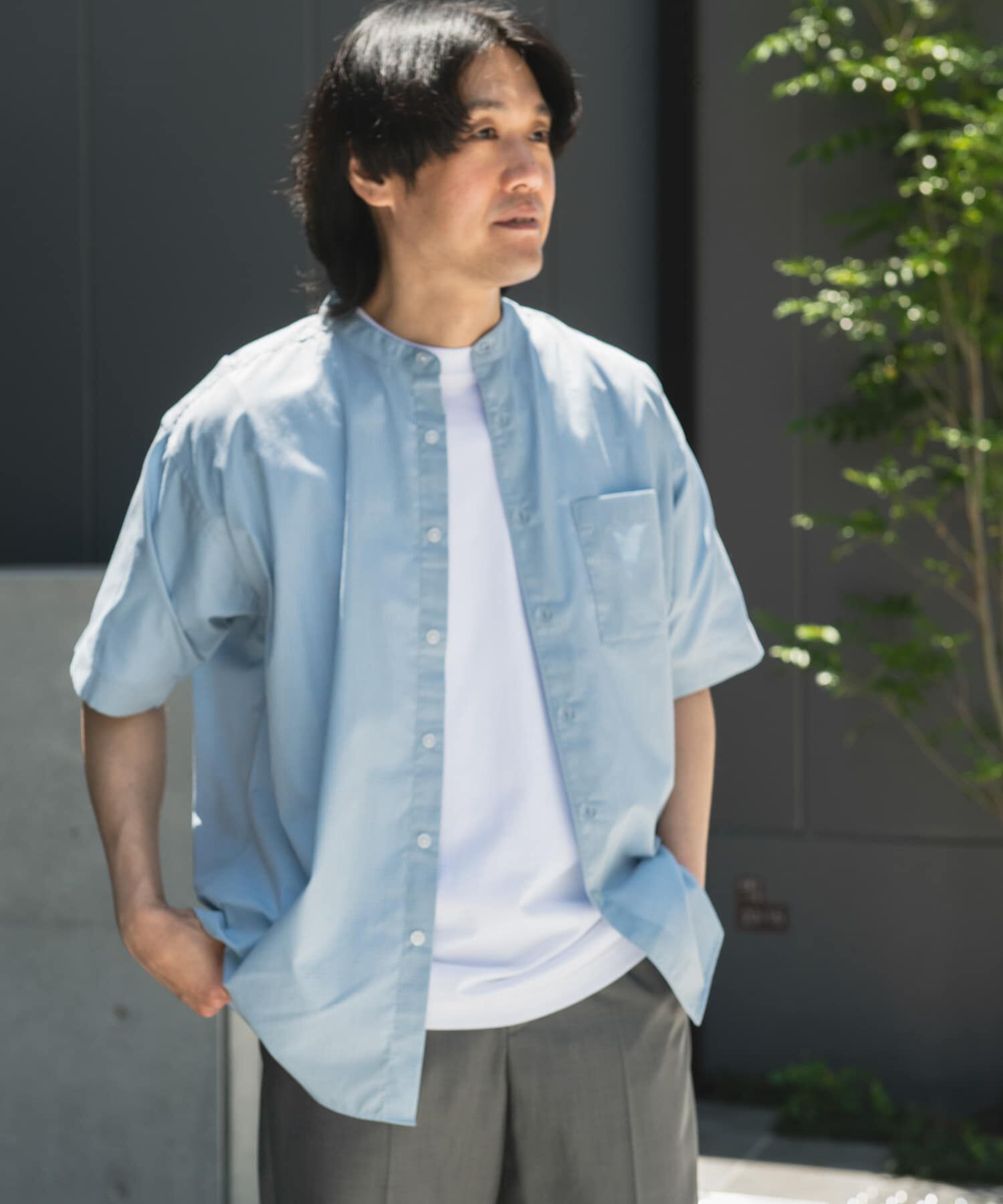 URBAN RESEARCH DOORS「TC バンドカラー ショートスリーブシャツ」|シャツ・ブラウス|