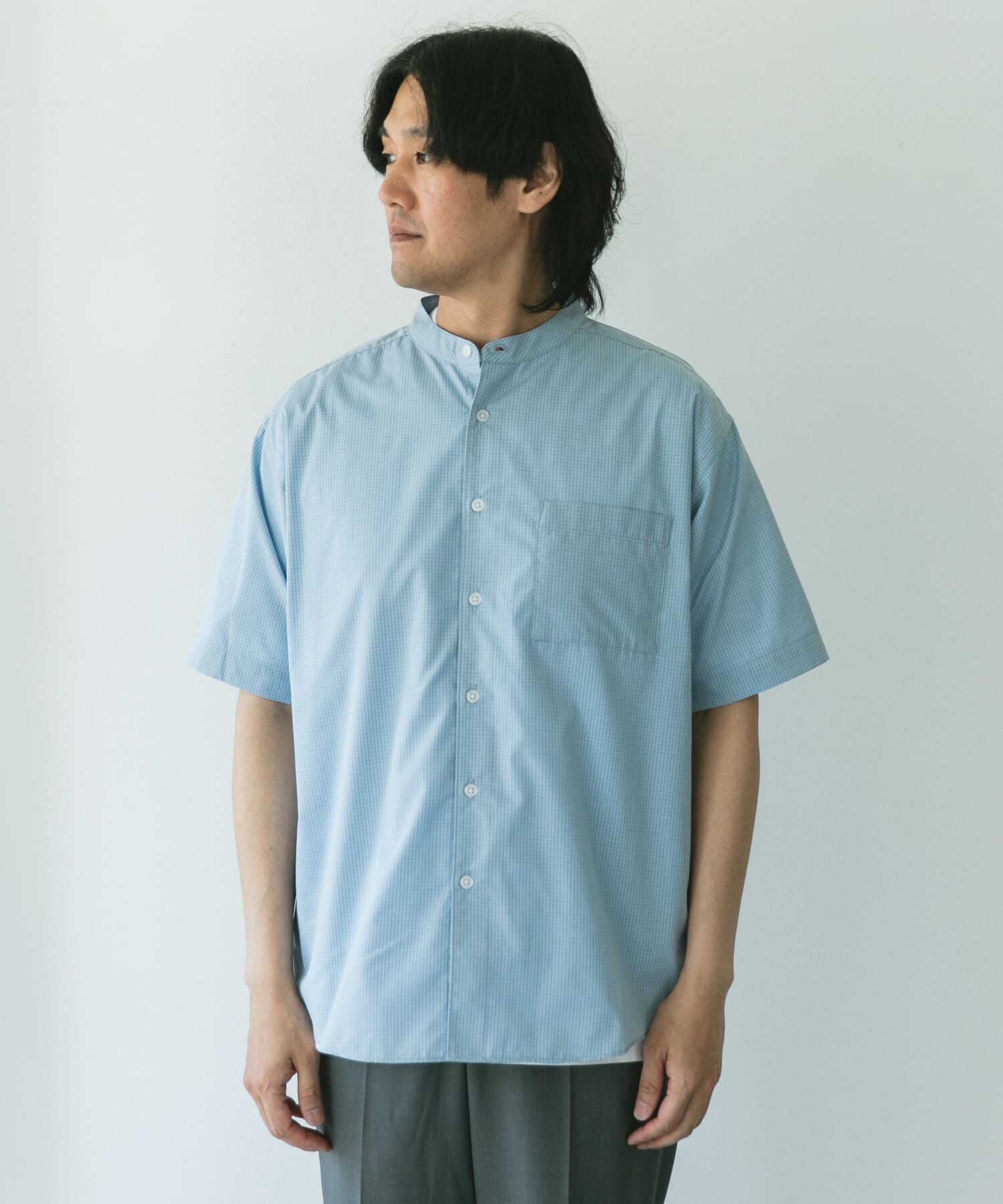 URBAN RESEARCH DOORS「TC バンドカラー ショートスリーブシャツ」|シャツ・ブラウス|