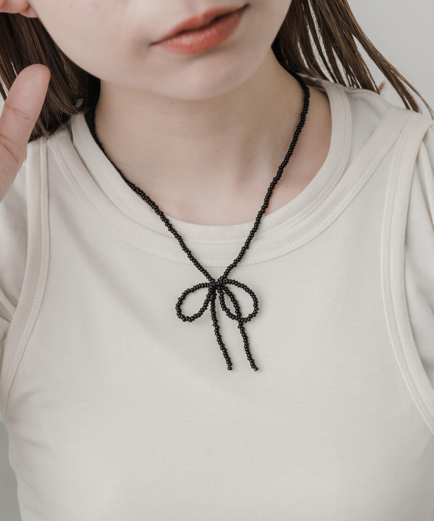 SMELLY「リボンビーズネックレス」|ネックレス|