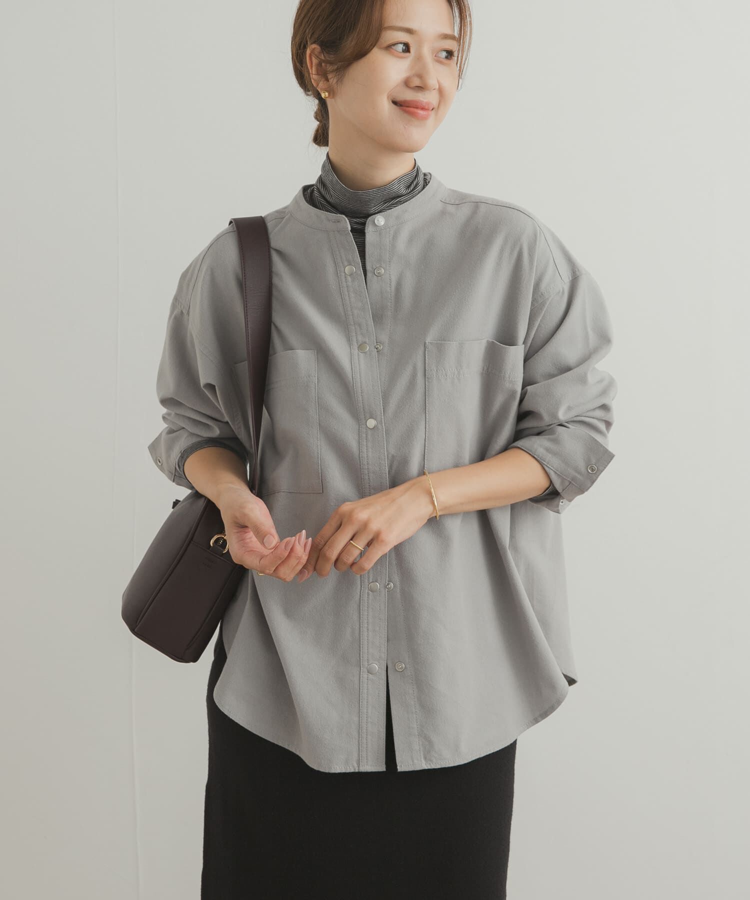 URBAN RESEARCH DOORS「微起毛バンドカラーシャツ」|シャツ・ブラウス|