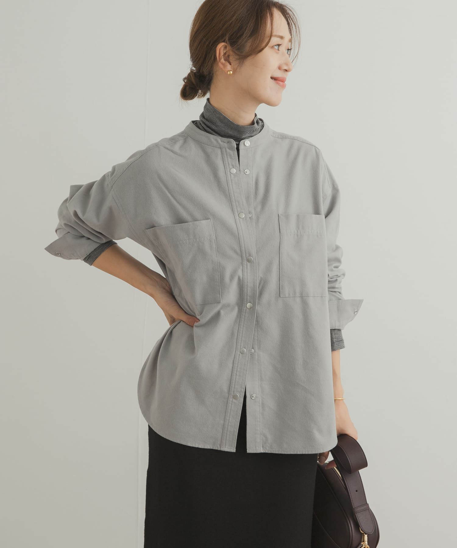 URBAN RESEARCH DOORS「微起毛バンドカラーシャツ」|シャツ・ブラウス|