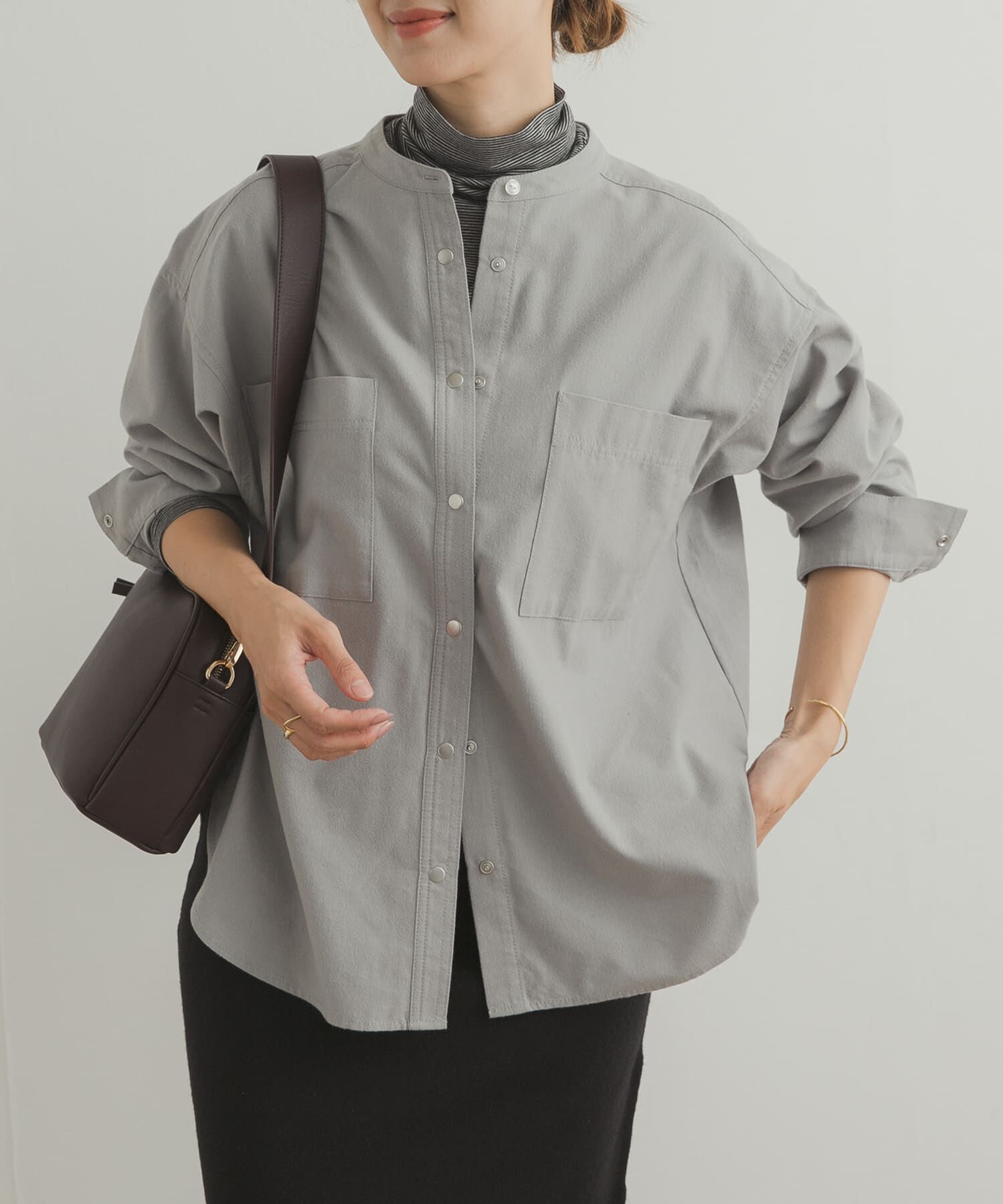 URBAN RESEARCH DOORS「微起毛バンドカラーシャツ」|シャツ・ブラウス|