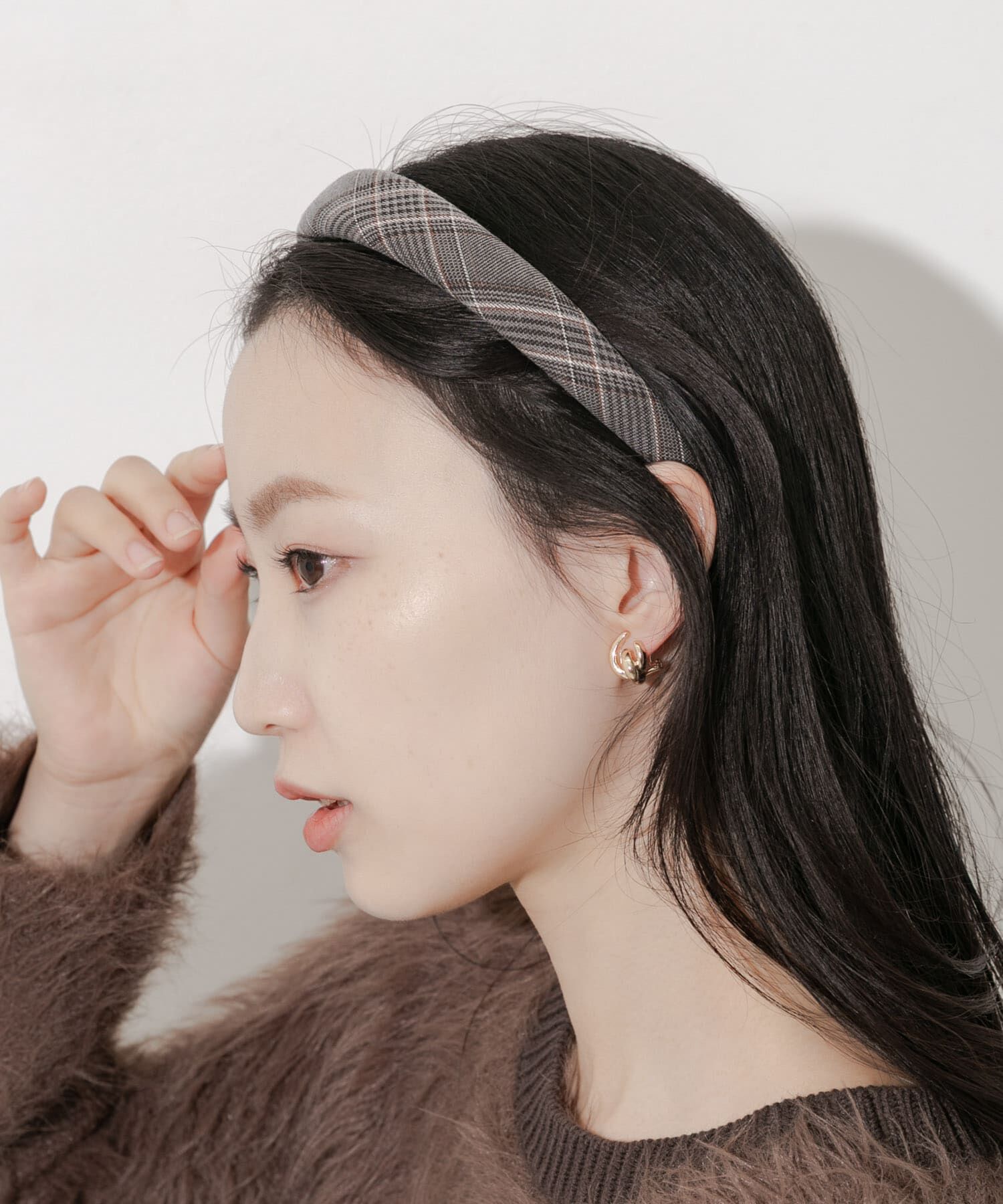 SMELLY「グレンチェックカチューシャ」|カチューシャ|グレー