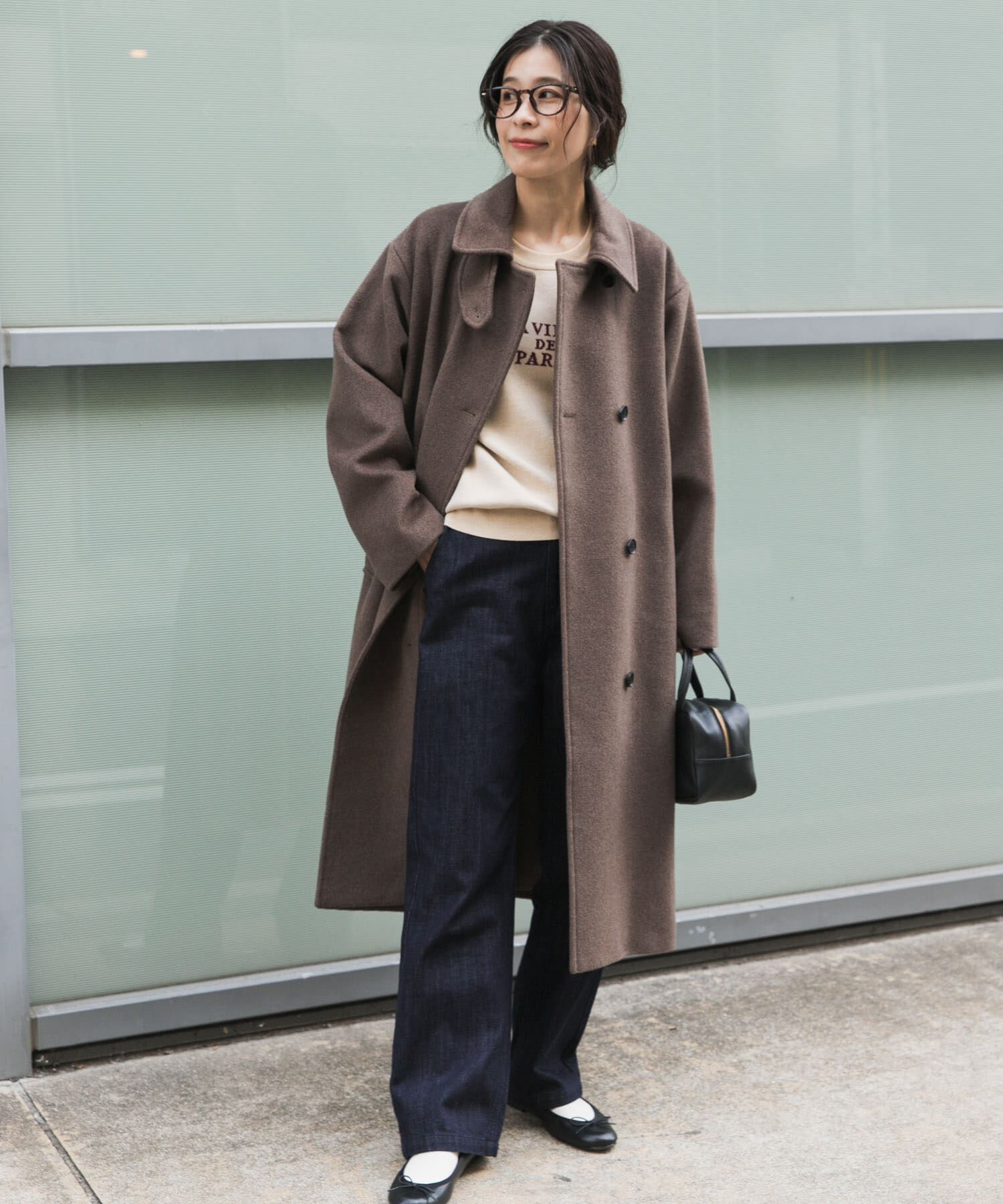 URBAN RESEARCH DOORS「ウールロングコート」|ノーカラーコート|