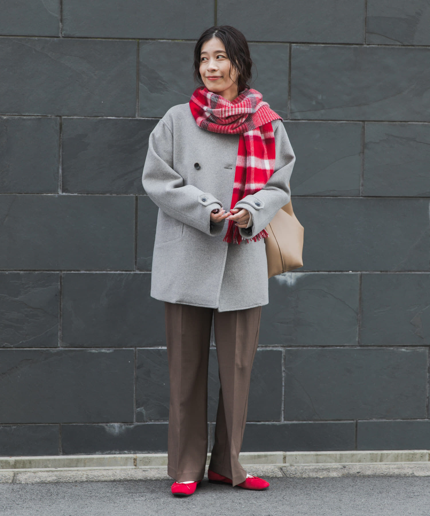 URBAN RESEARCH DOORS「ウールノーカラーコート」|ピーコート|