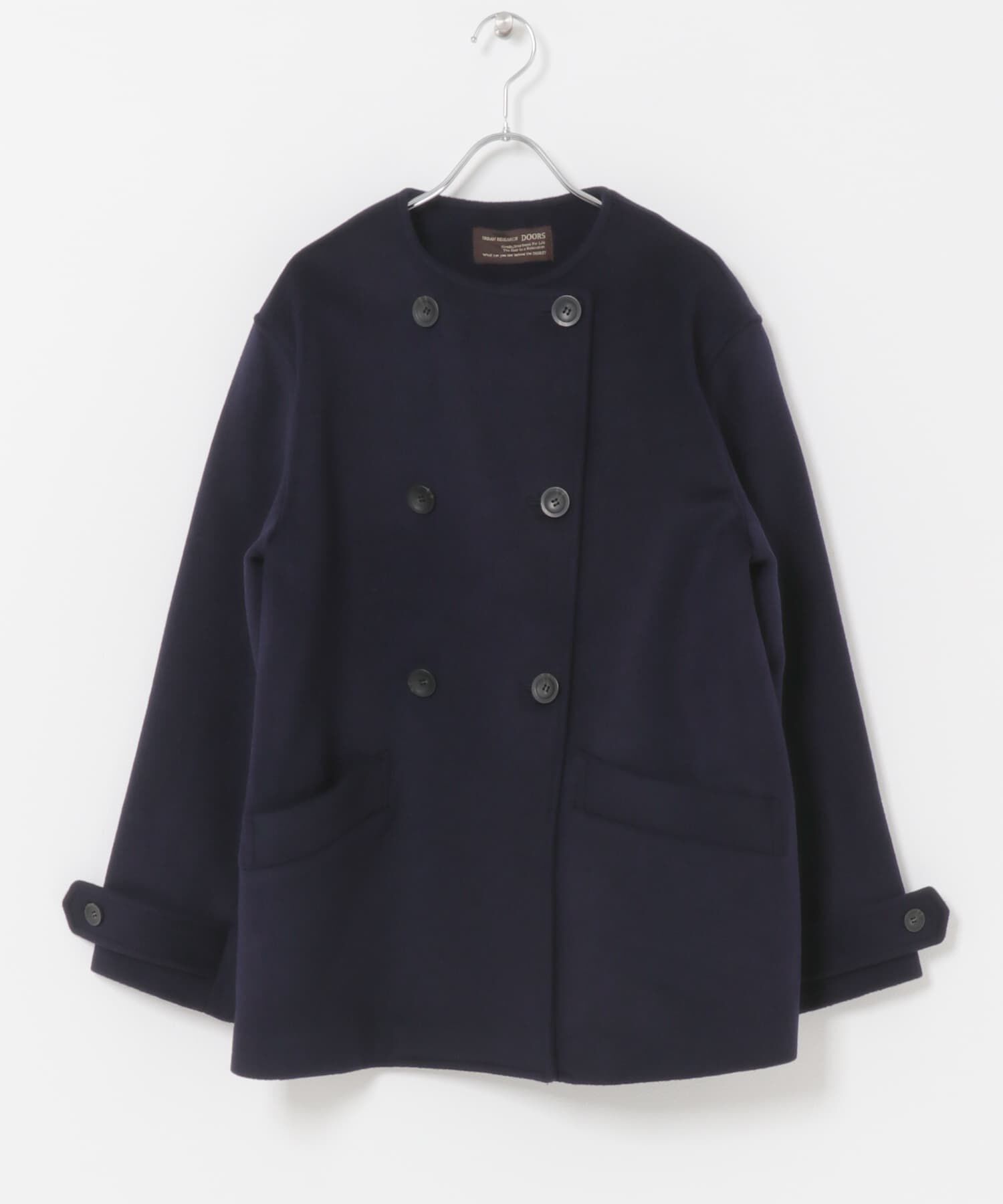URBAN RESEARCH DOORS「ウールノーカラーコート」|ピーコート|