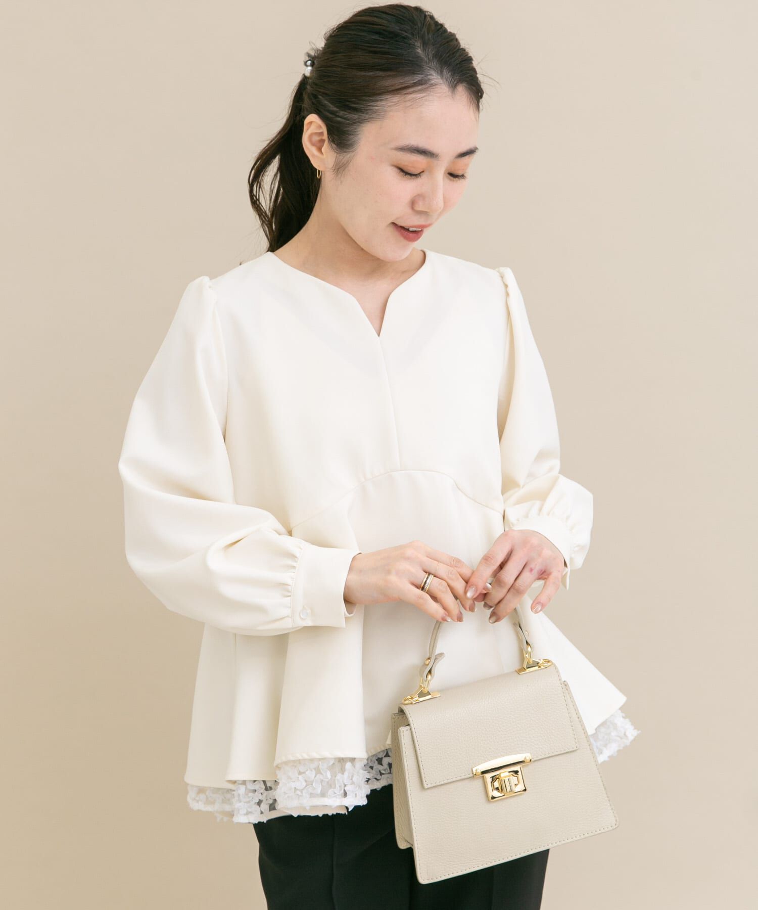 URBAN RESEARCH ROSSO「『WEB限定』レイヤードペプラムブラウス」|シャツ・ブラウス|