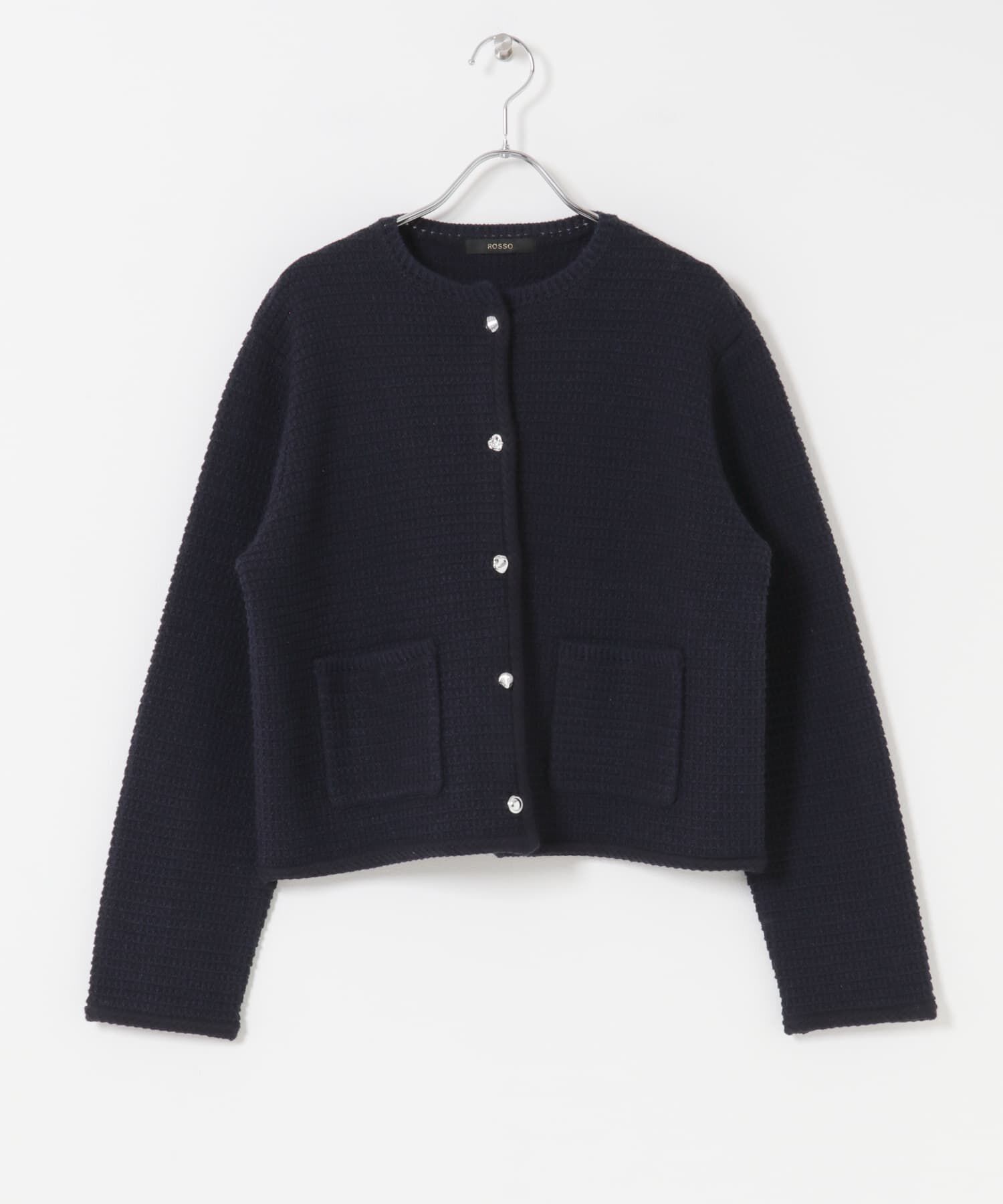 URBAN RESEARCH ROSSO「『WEB/一部店舗限定』ツイードノーカラーニットジャケット」|ノーカラージャケット|