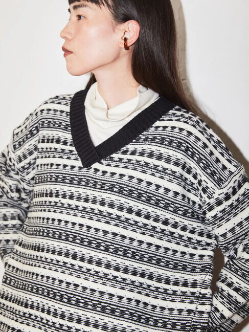  「Vネックジャガードニットプルオーバー」|ニット・セーター|