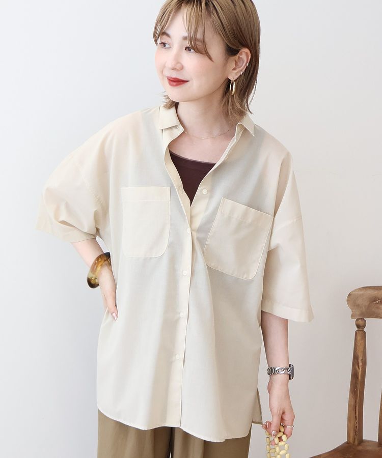 AMERICAN HOLIC「イージーケア+接触冷感Wポケットオーバーシャツ」|シャツ・ブラウス|