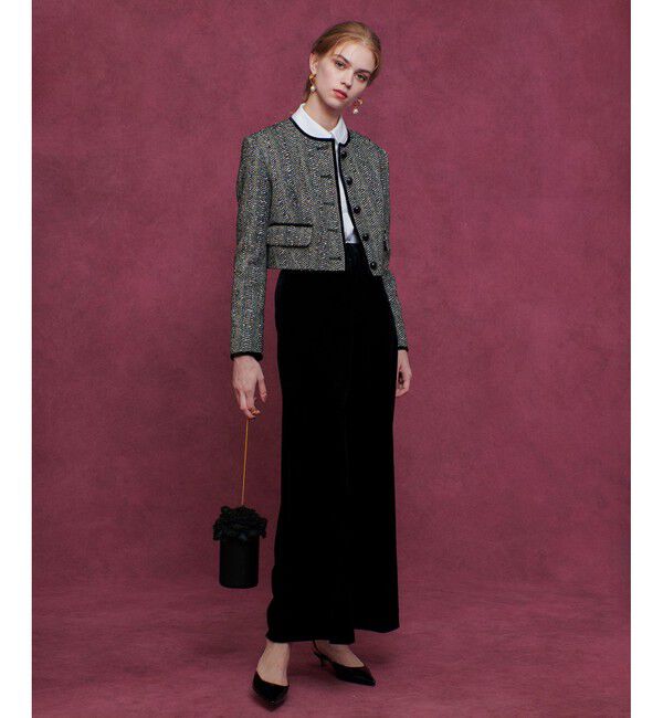 LOULOU WILLOUGHBY「【LOULOU WILLOUGHBY】LINTONラメツイードショートジャケット」|ノーカラージャケット|