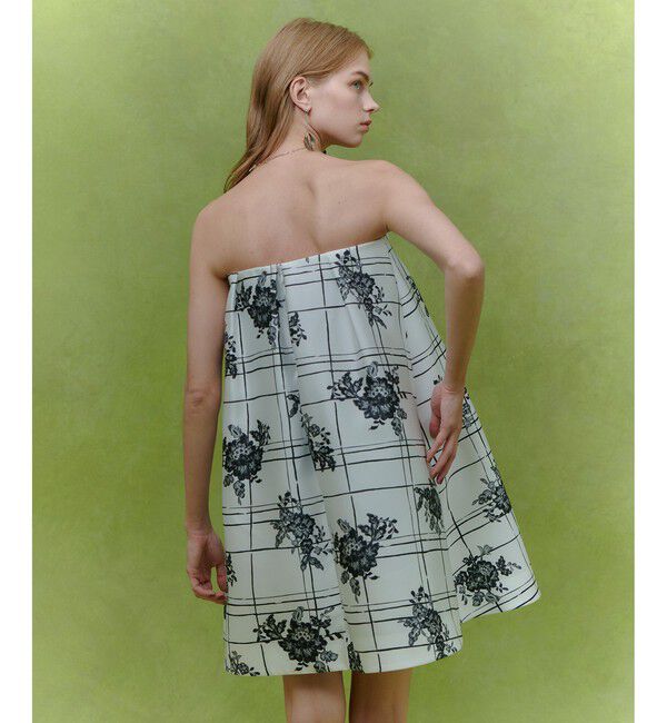 LOULOU WILLOUGHBY「【LOULOU WILLOUGHBY】SILK COフラワーチェックワンピース」|ワンピース|