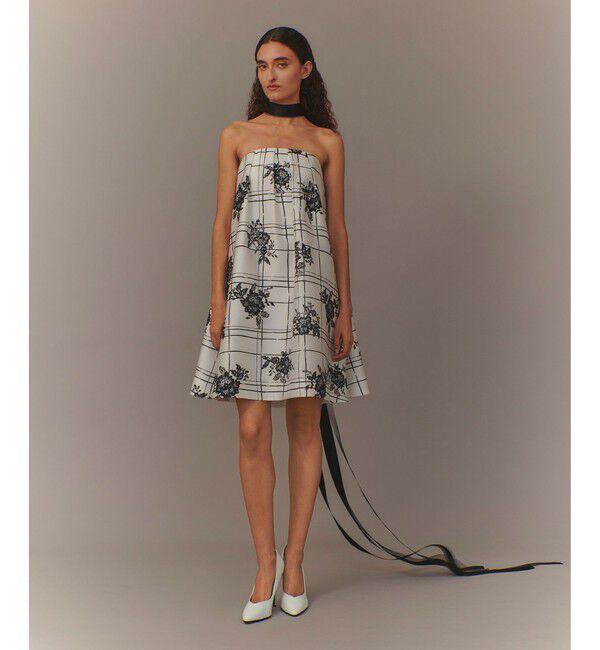 LOULOU WILLOUGHBY「【LOULOU WILLOUGHBY】SILK COフラワーチェックワンピース」|ワンピース|