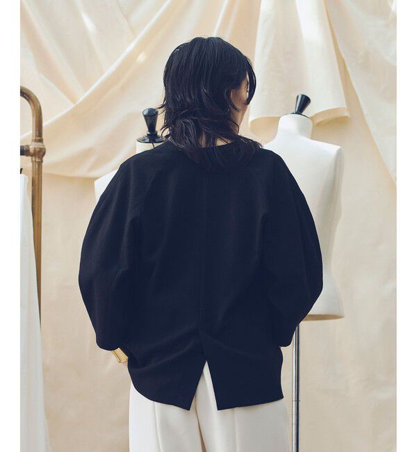 allureville「【ATELIER Line】ハーフスリーブカラーレスジャケット」|ノーカラージャケット|