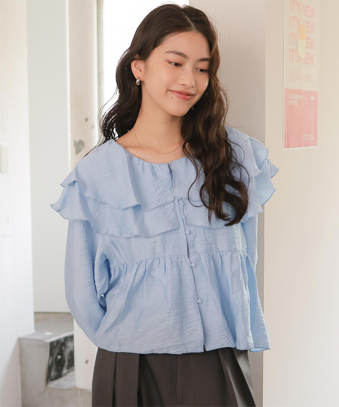 titivate「ペプラムギャザーラッフルフリルブラウス」|シャツ・ブラウス|