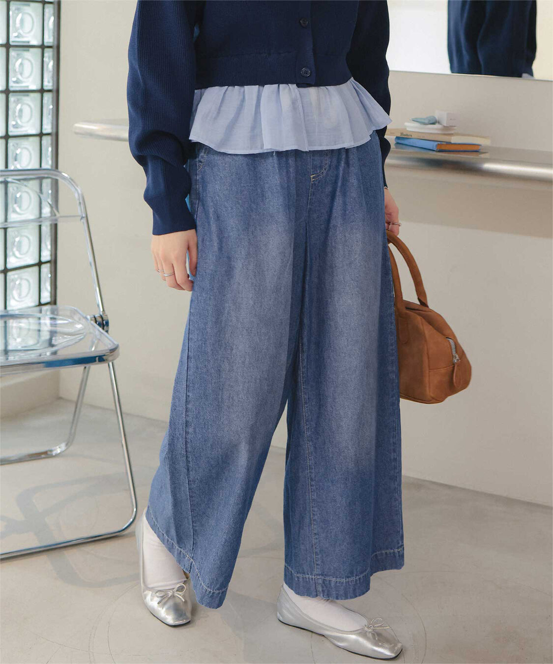 titivate「イージーワイドデニムパンツ」|デニム|