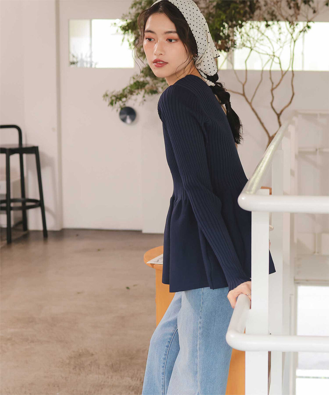 titivate「前後2wayヘンリーネックペプラムニットトップス」|ニット・セーター|