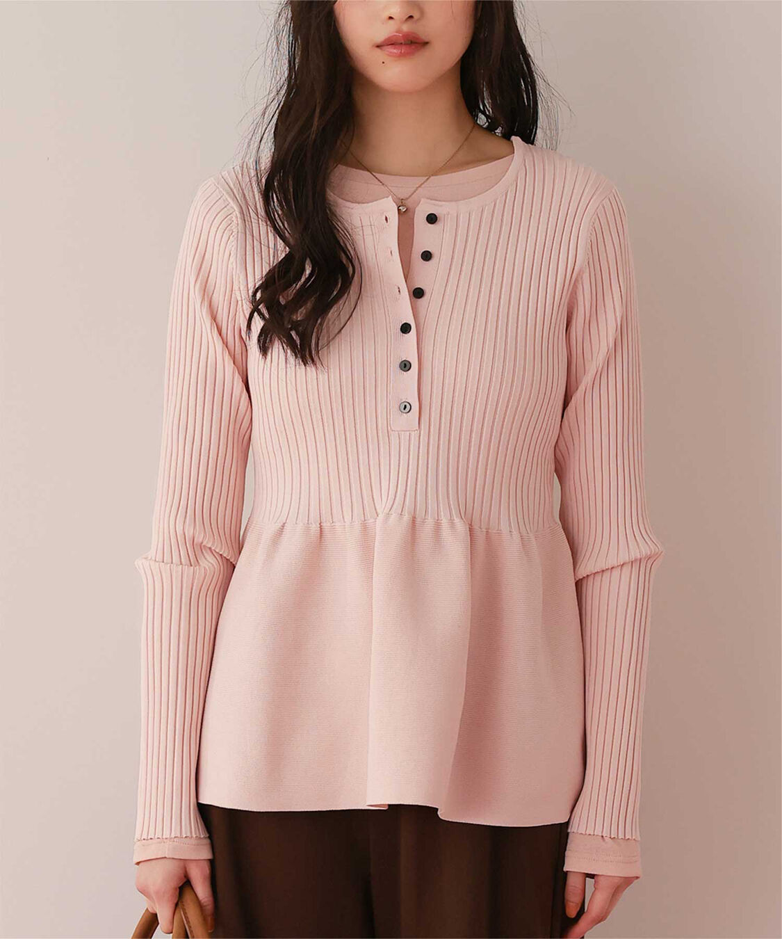 titivate「前後2wayヘンリーネックペプラムニットトップス」|ニット・セーター|