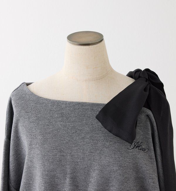  「肩リボン刺繍入りラメトップス」|プルオーバー|