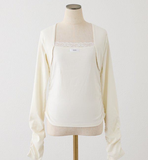  「レイヤード風レース付きトップス」|プルオーバー|