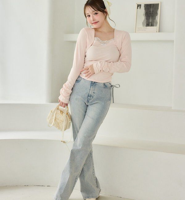  「レイヤード風レース付きトップス」|プルオーバー|