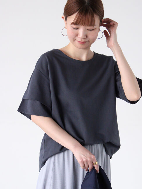 Lugnoncure「プレーティング袖タックTシャツ」|Tシャツ・カットソー|