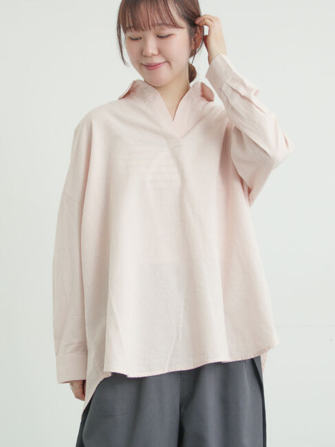 Samansa Mos2「後ろボタンスキッパーチュニック」|シャツ・ブラウス|ピンク