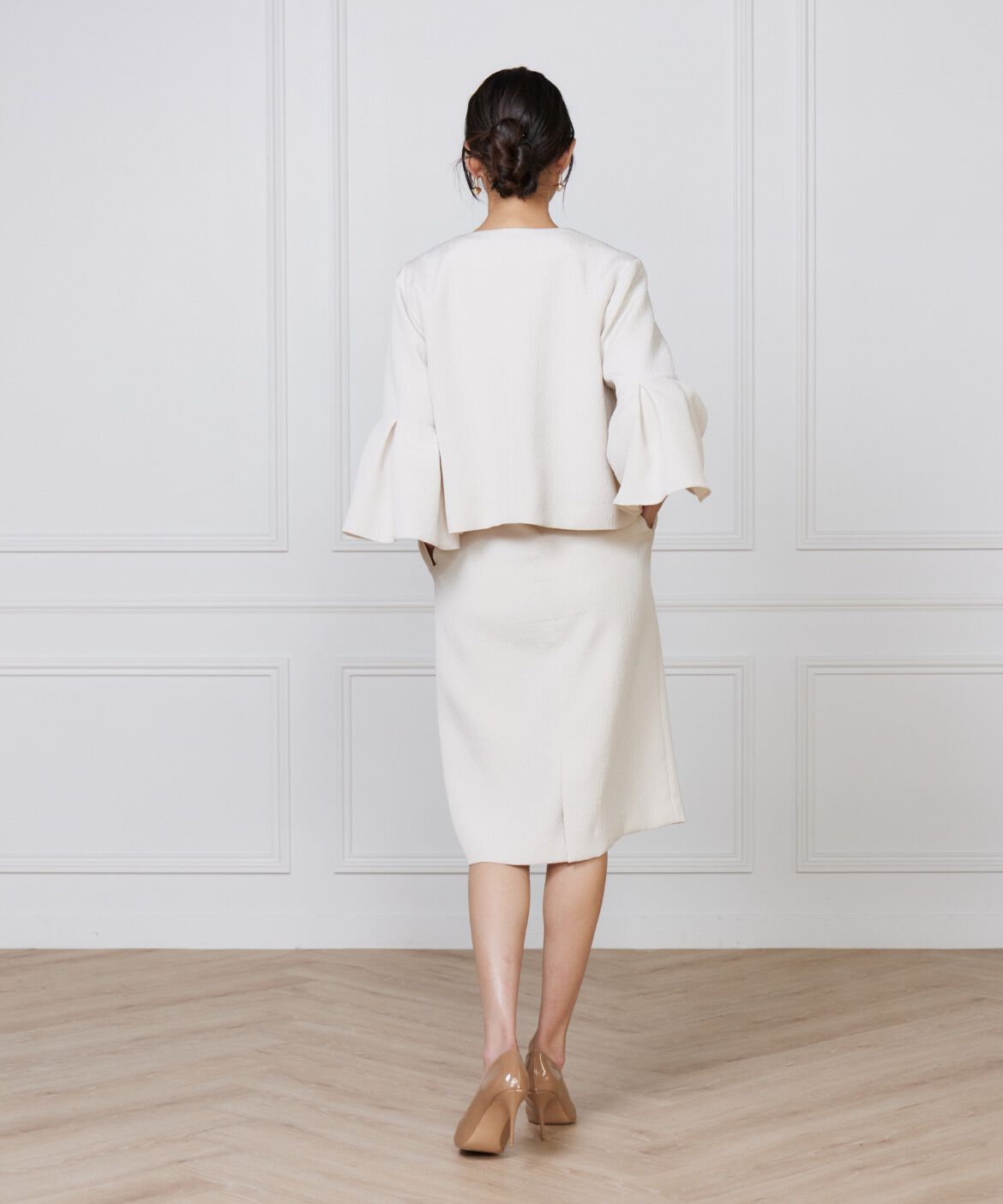 7-IDconcept.「タックフレアースリーブジャケット」|ノーカラージャケット|