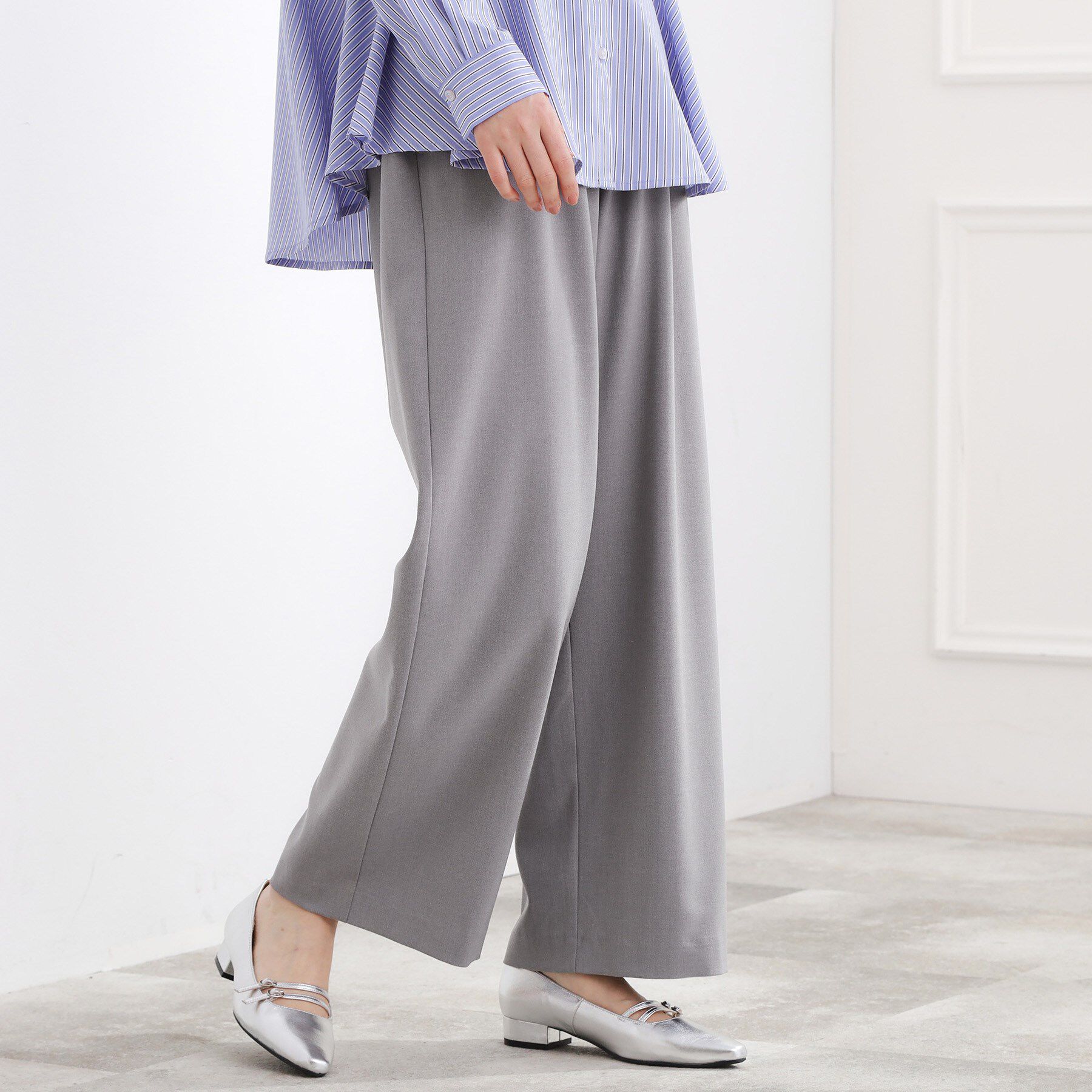 grove「きれい見えとイージーな着心地を両立した、ウエストシャーリング ワイドパンツ」|その他|
