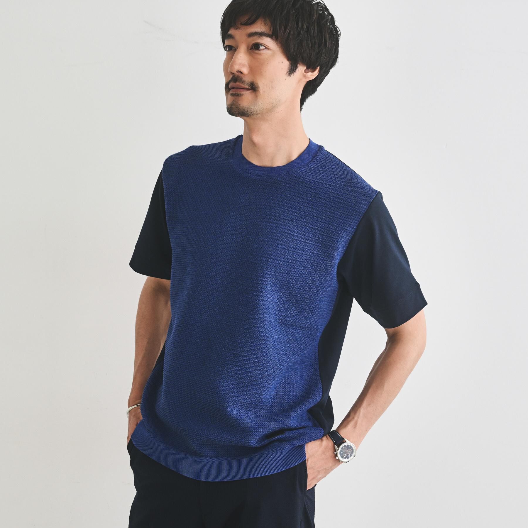 TAKEO KIKUCHI「テクスチャーニット コンビ カットソー」|Tシャツ・カットソー|