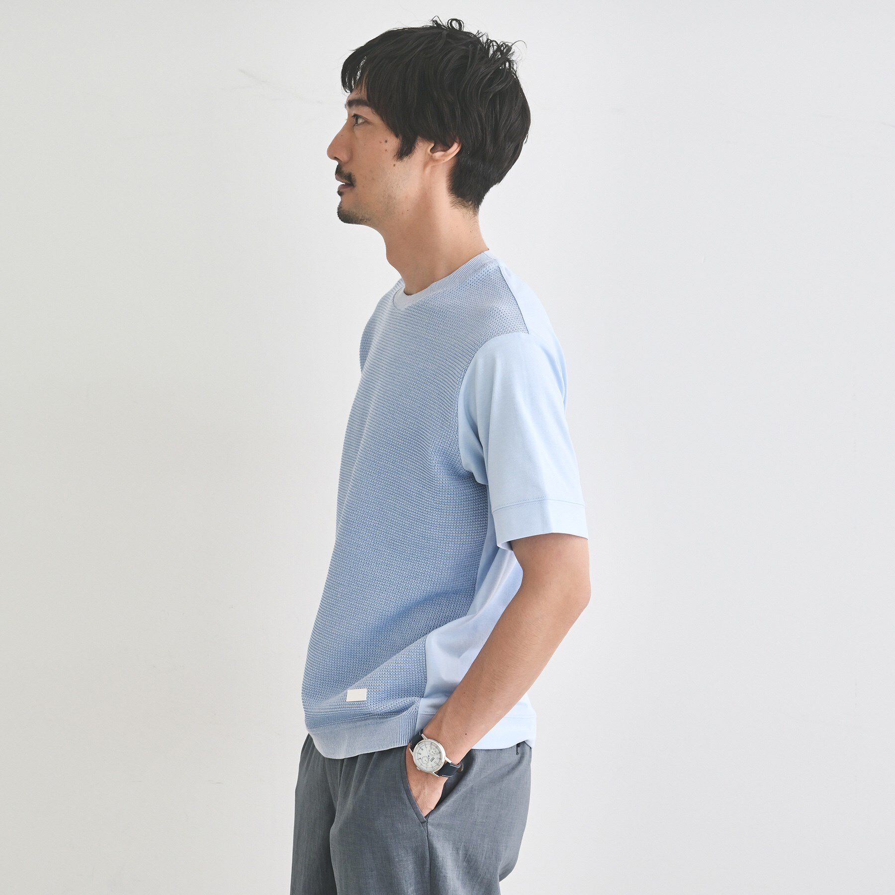 TAKEO KIKUCHI「テクスチャーニット コンビ カットソー」|Tシャツ・カットソー|