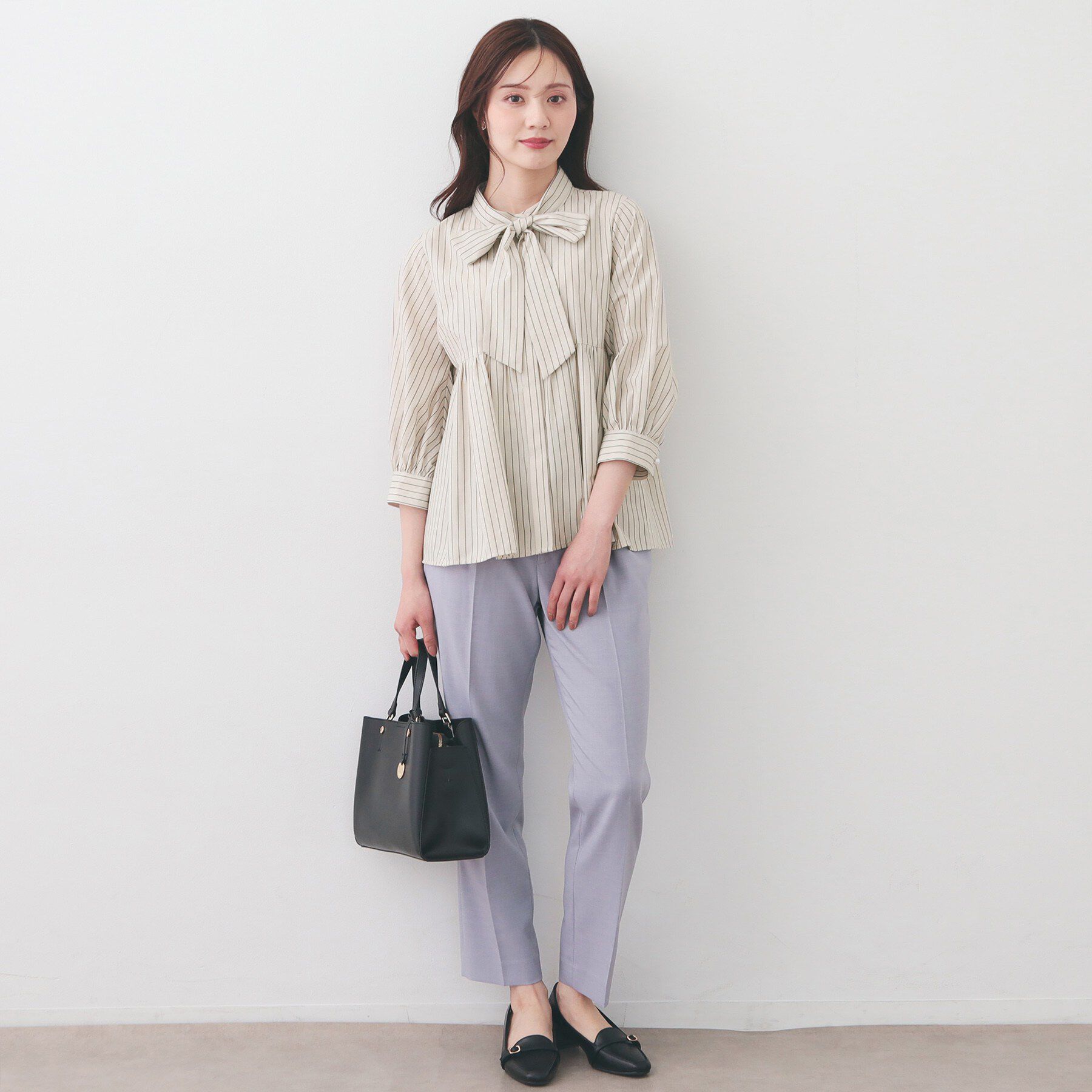 index「2WAYペプラムブラウス/ボウタイ取り外し可【洗濯機OK/イージーアイロン/防シワ】《XS～LL/8」|シャツ・ブラウス|