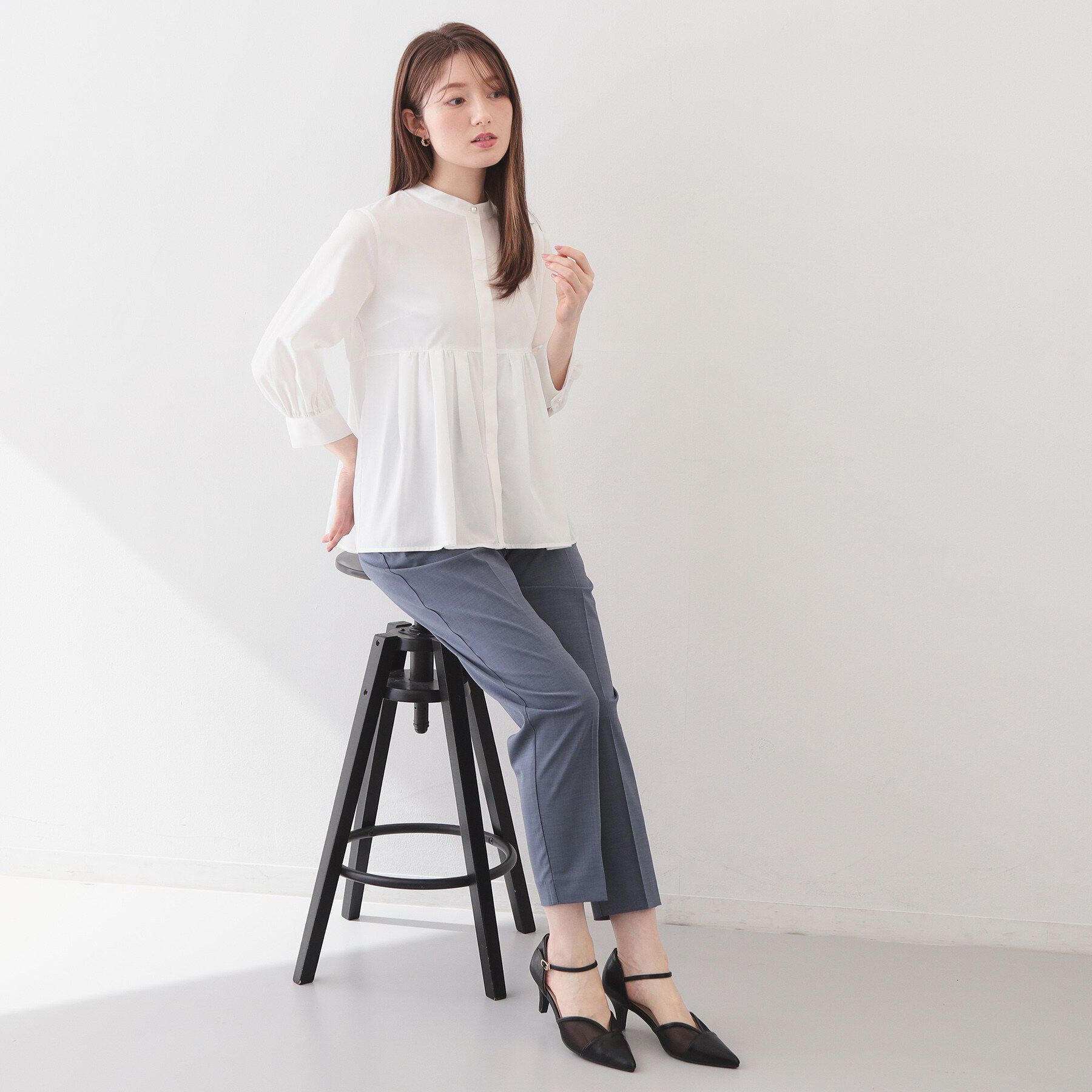 index「2WAYペプラムブラウス/ボウタイ取り外し可【洗濯機OK/イージーアイロン/防シワ】《XS～LL/8」|シャツ・ブラウス|