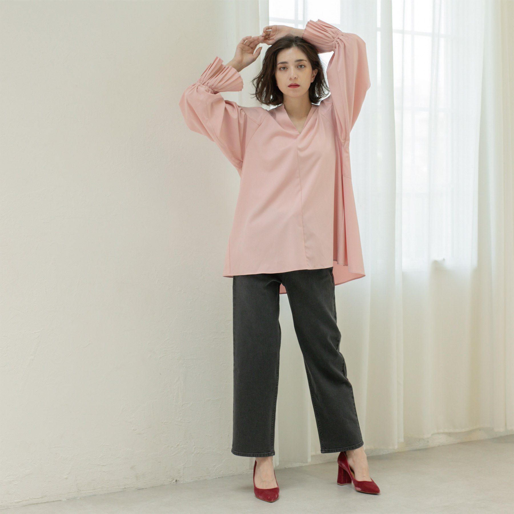 OPAQUE.CLIP「プリーツキャンディスリーブブラウス【洗濯機洗い可】」|シャツ・ブラウス|