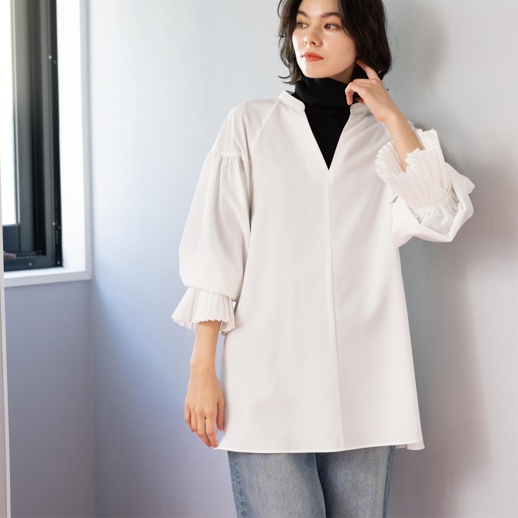 OPAQUE.CLIP「プリーツキャンディスリーブブラウス【洗濯機洗い可】」|シャツ・ブラウス|