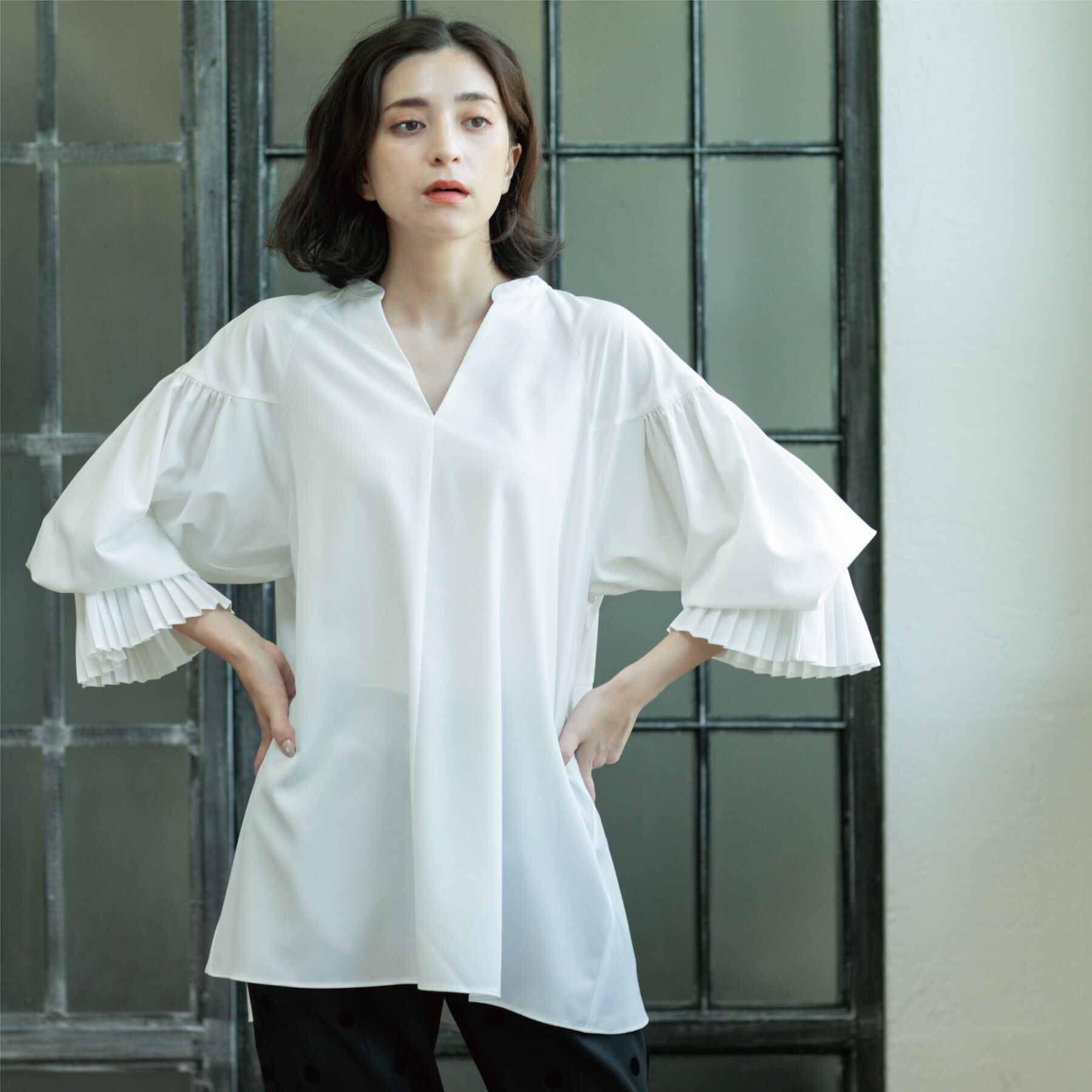 OPAQUE.CLIP「プリーツキャンディスリーブブラウス【洗濯機洗い可】」|シャツ・ブラウス|