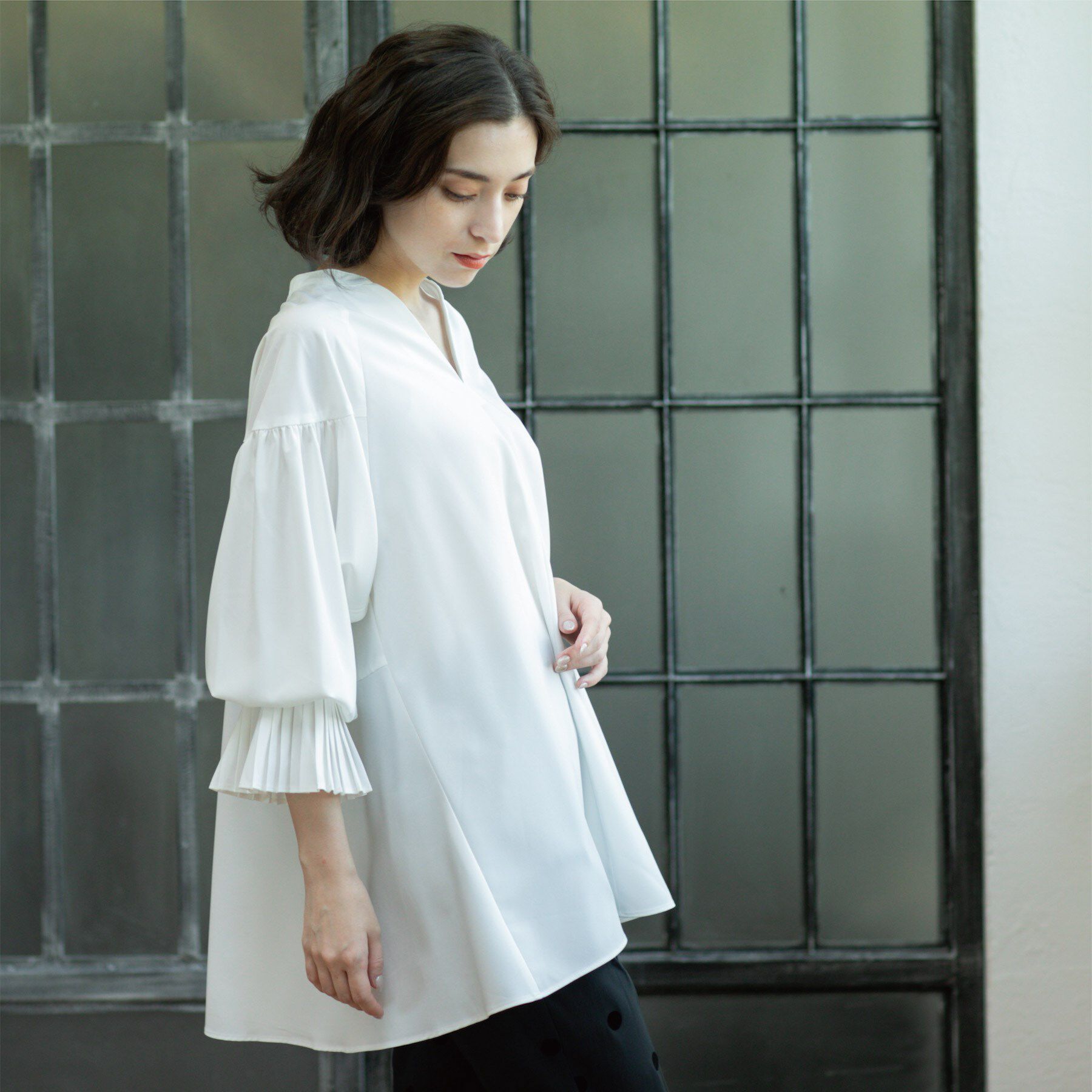 OPAQUE.CLIP「プリーツキャンディスリーブブラウス【洗濯機洗い可】」|シャツ・ブラウス|
