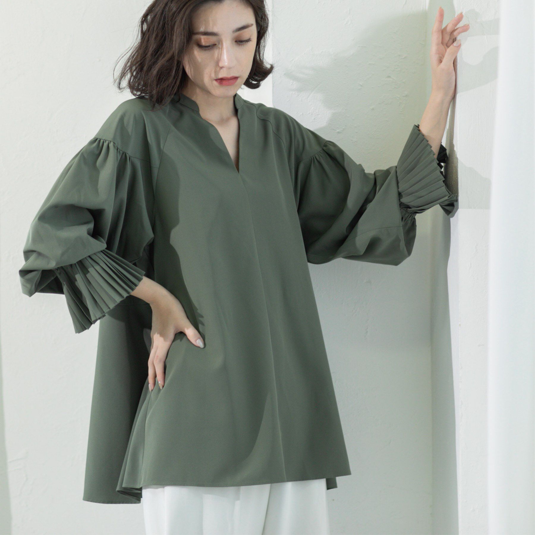 OPAQUE.CLIP「プリーツキャンディスリーブブラウス【洗濯機洗い可】」|シャツ・ブラウス|