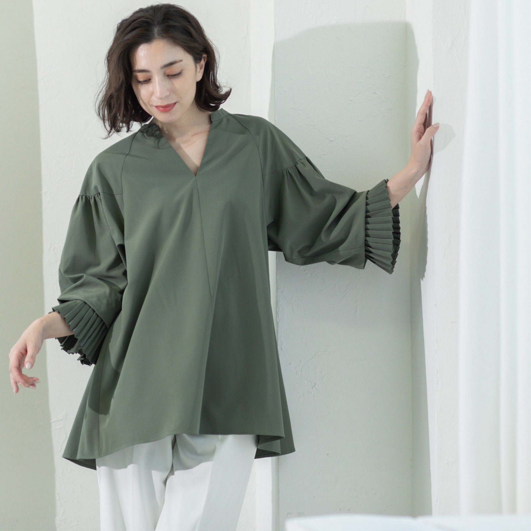 OPAQUE.CLIP「プリーツキャンディスリーブブラウス【洗濯機洗い可】」|シャツ・ブラウス|