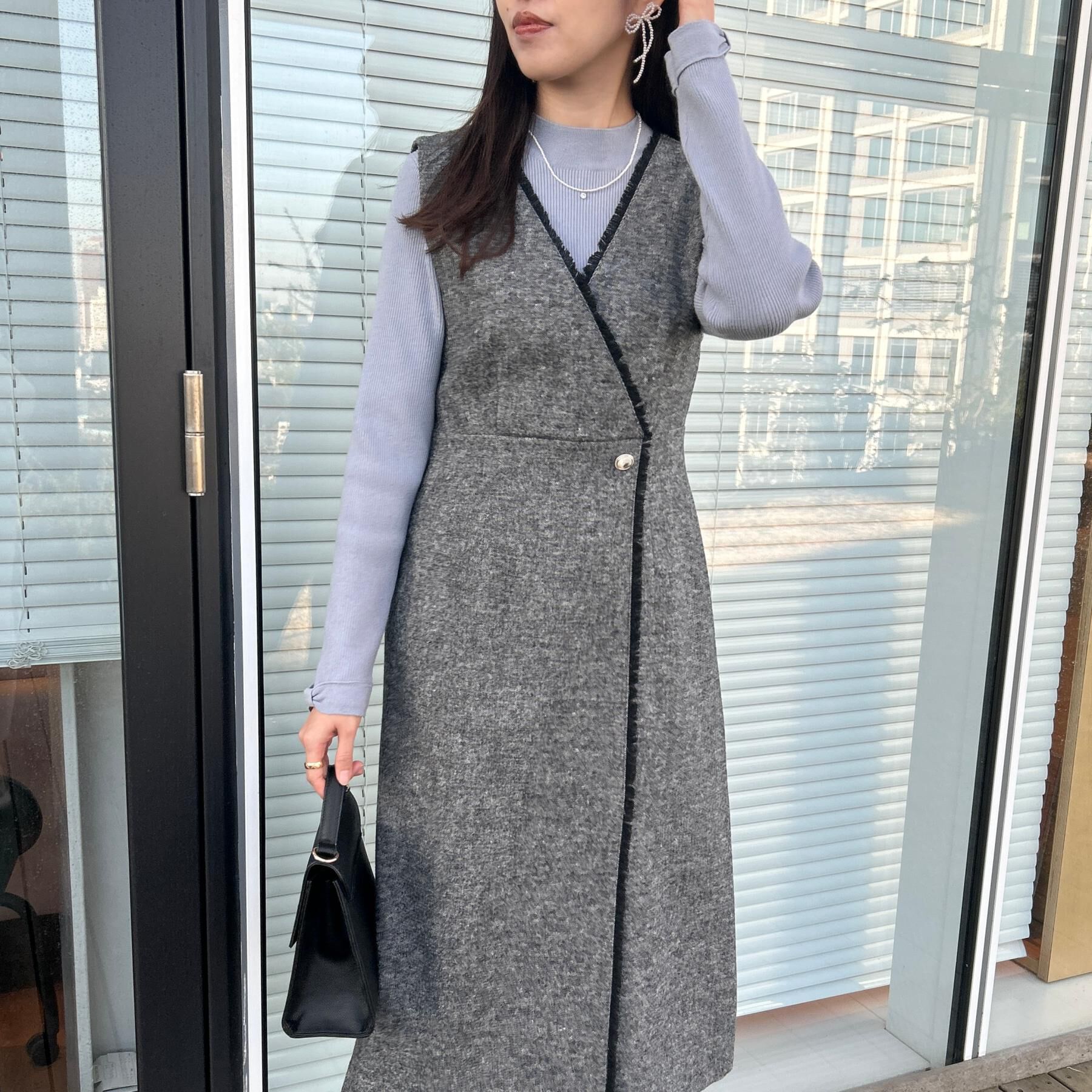 Couture broach「【ハレの日・通勤】フリンジツイードジャンスカ」|ジャンパースカート|