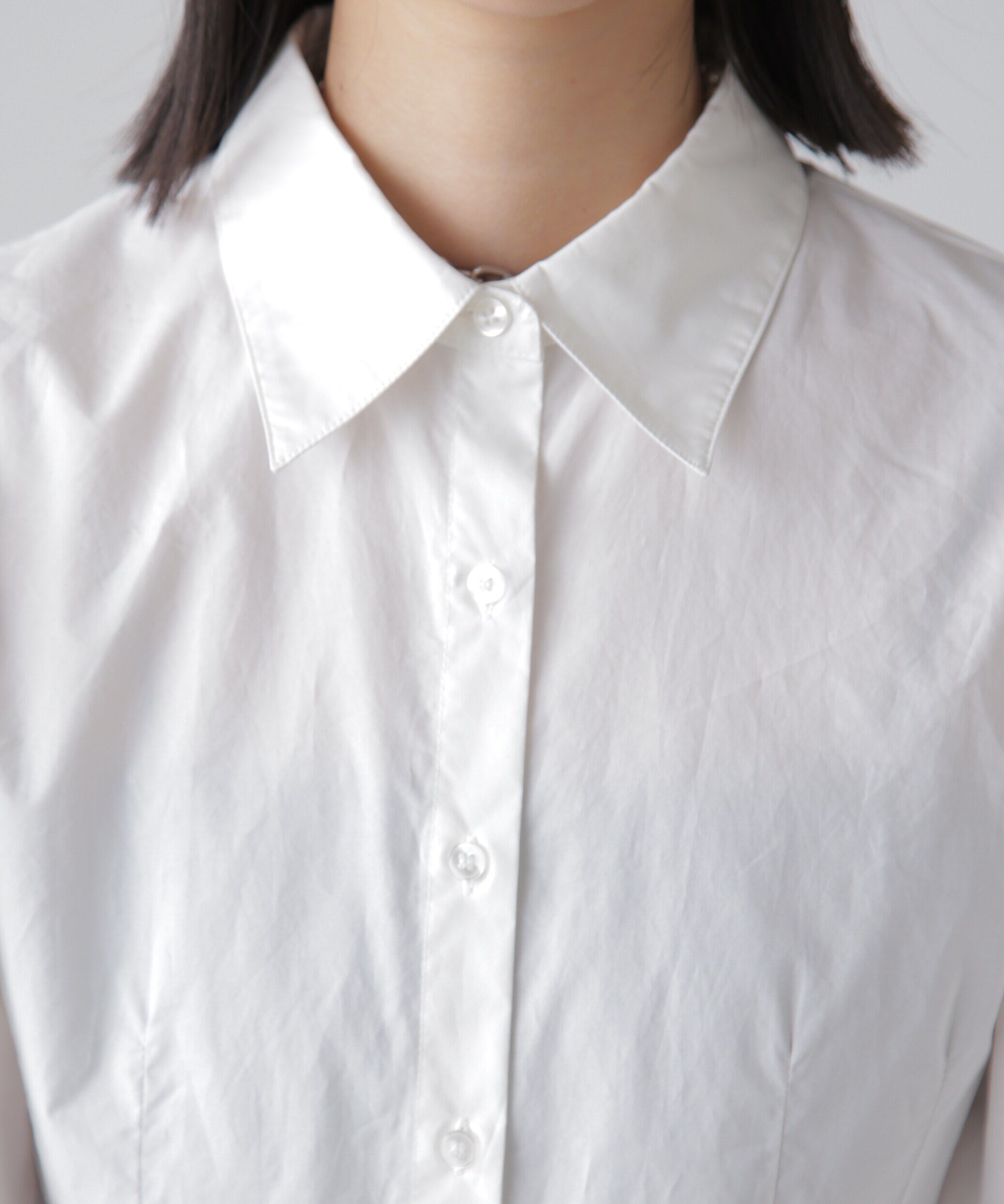  「ウエストシェイプミドル丈シャツ」|シャツ・ブラウス|