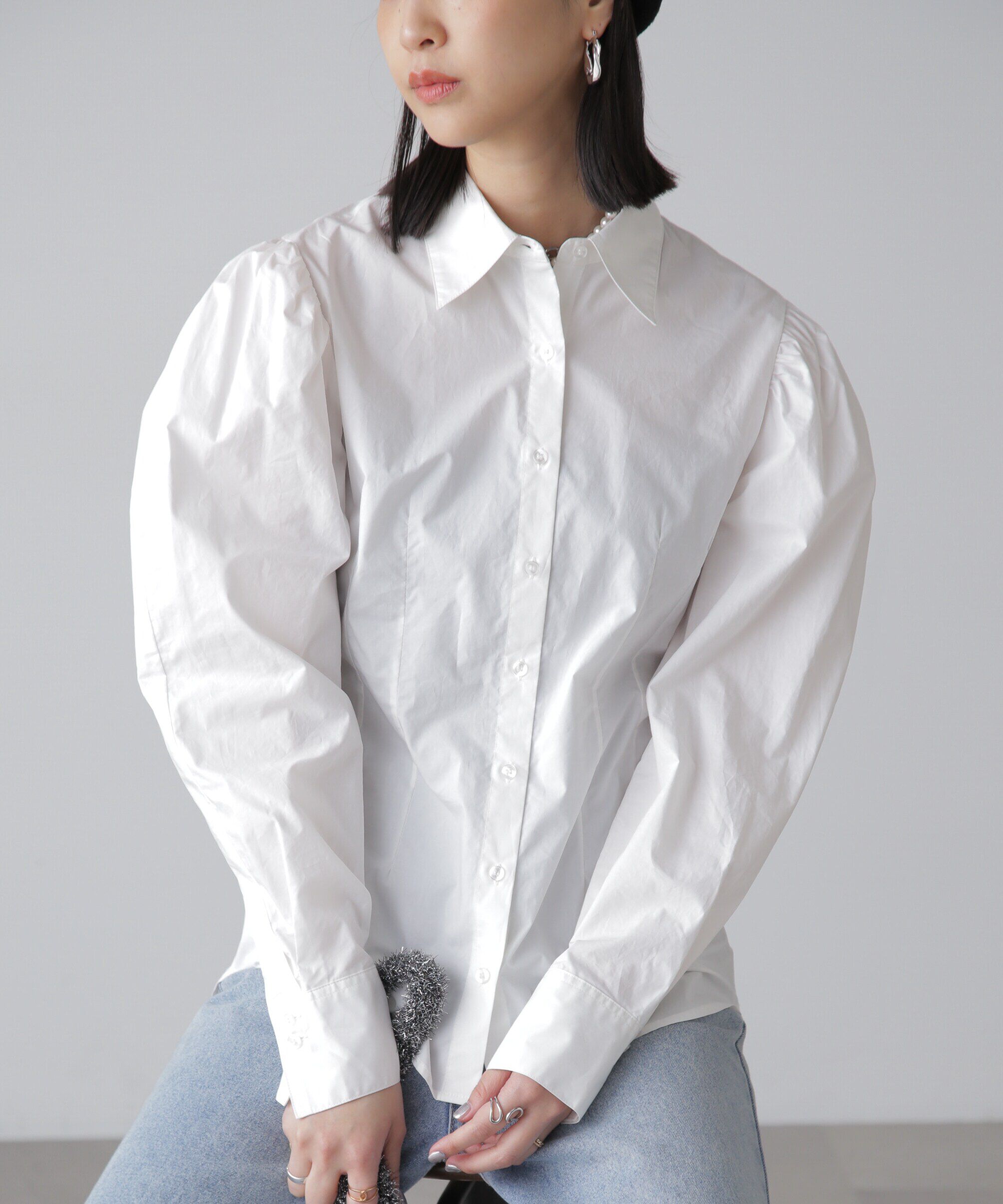  「ウエストシェイプミドル丈シャツ」|シャツ・ブラウス|