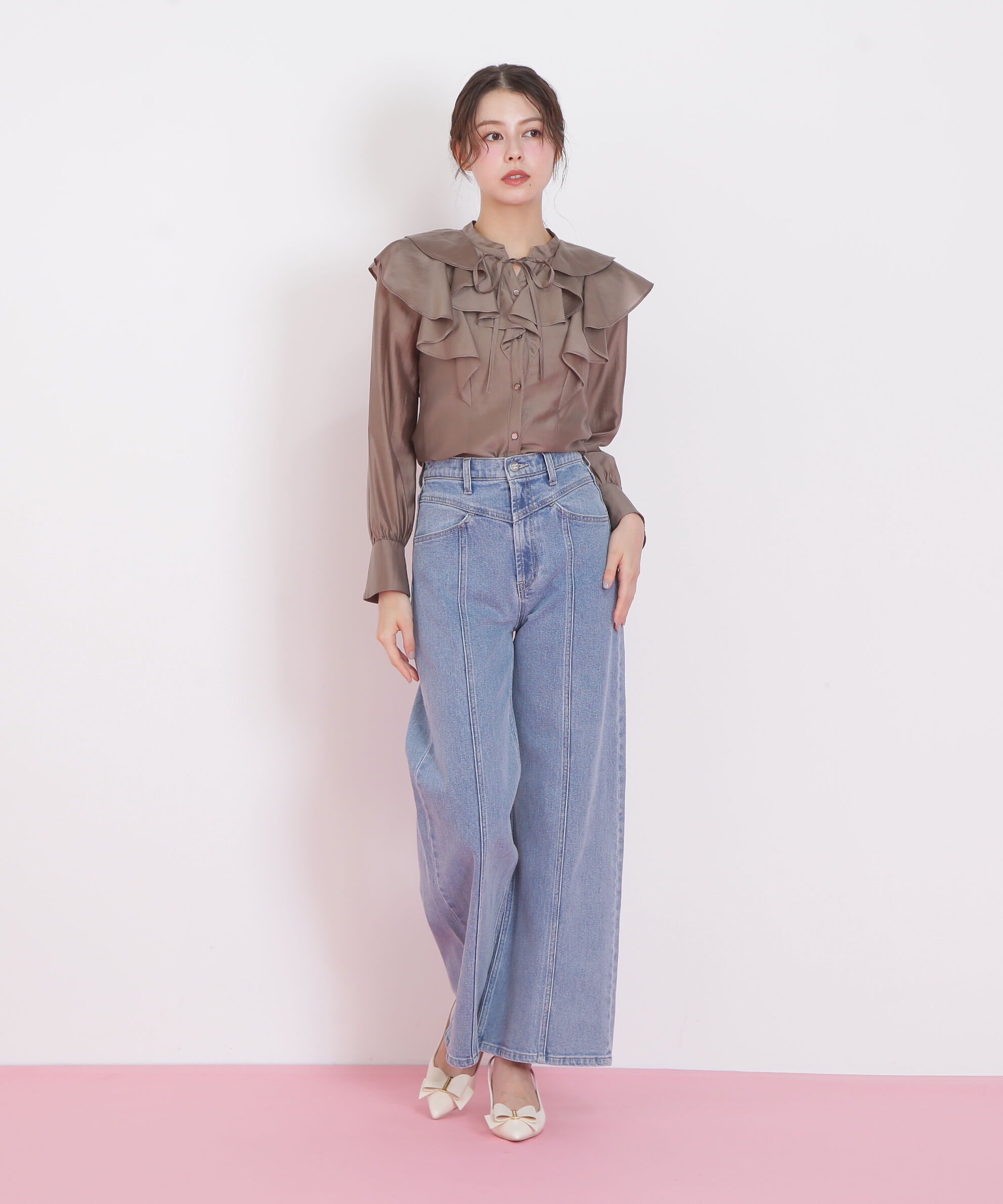  「長袖ラッフルブラウス」|シャツ・ブラウス|