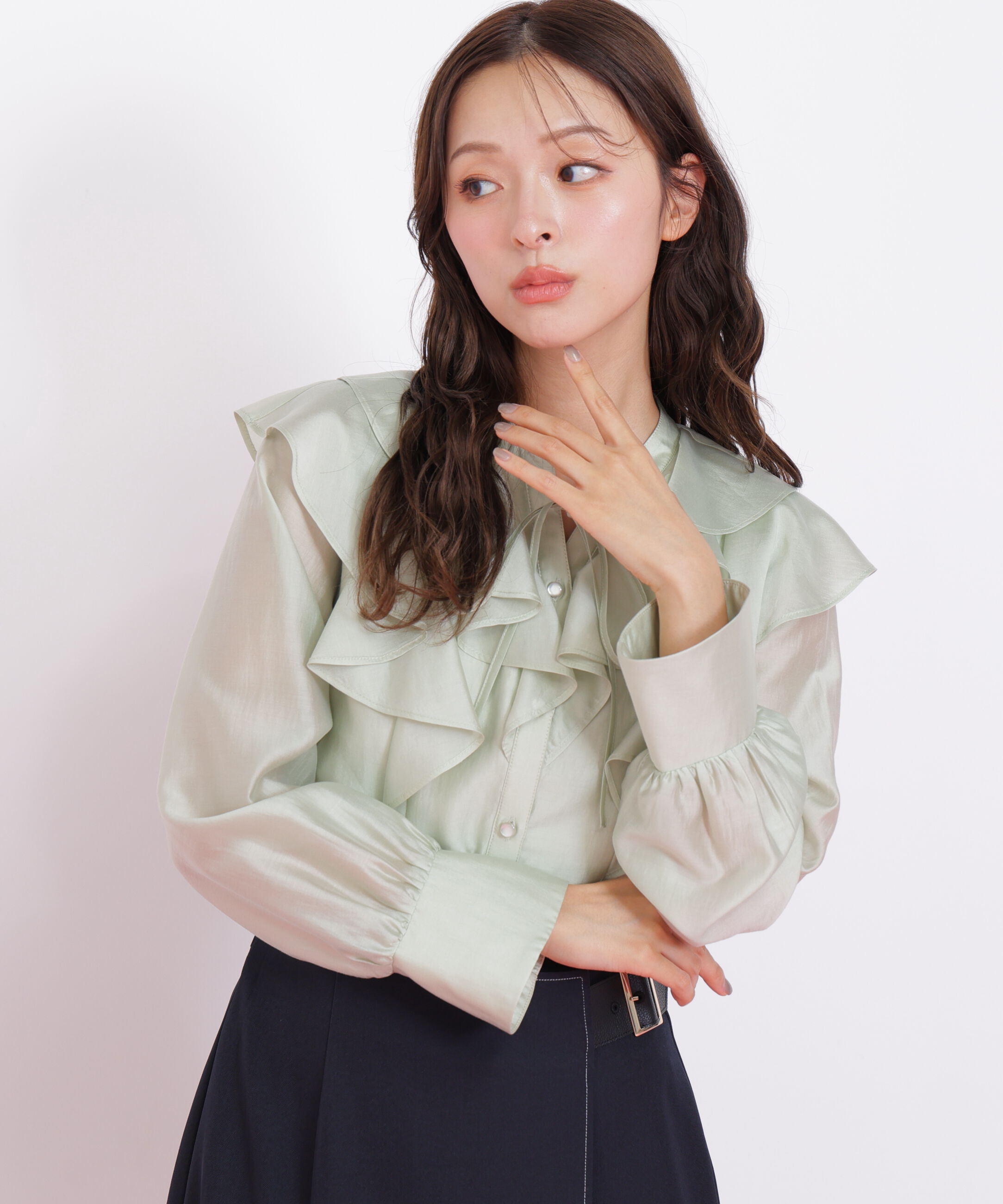  「長袖ラッフルブラウス」|シャツ・ブラウス|