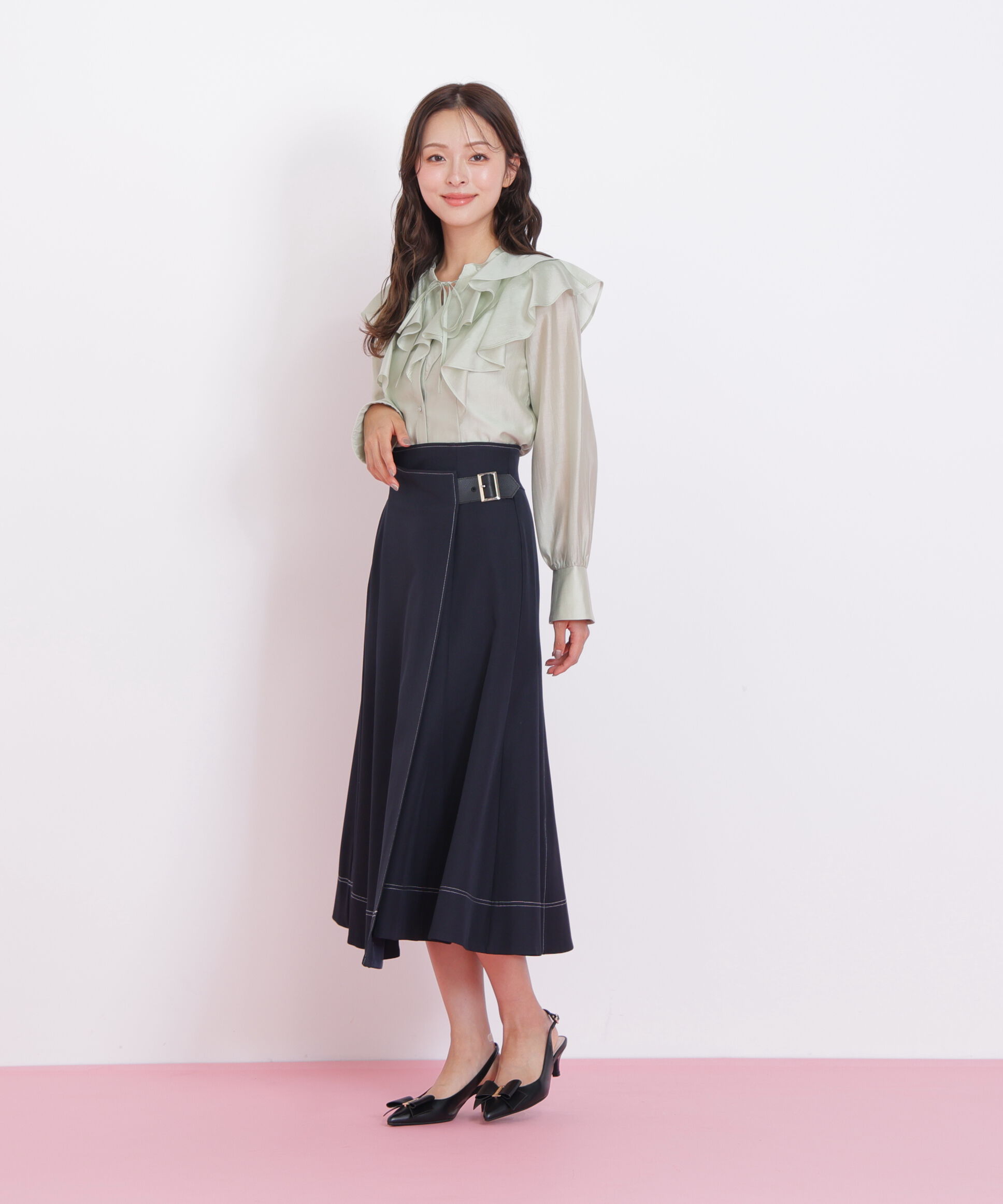  「長袖ラッフルブラウス」|シャツ・ブラウス|