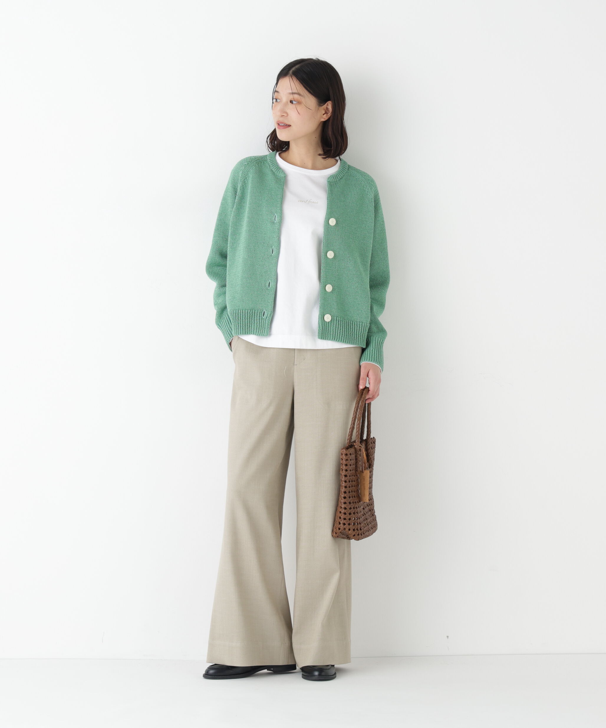  「◆《ウォッシャブル》ギマコットンキーネックカーディガン」|ニット・セーター|