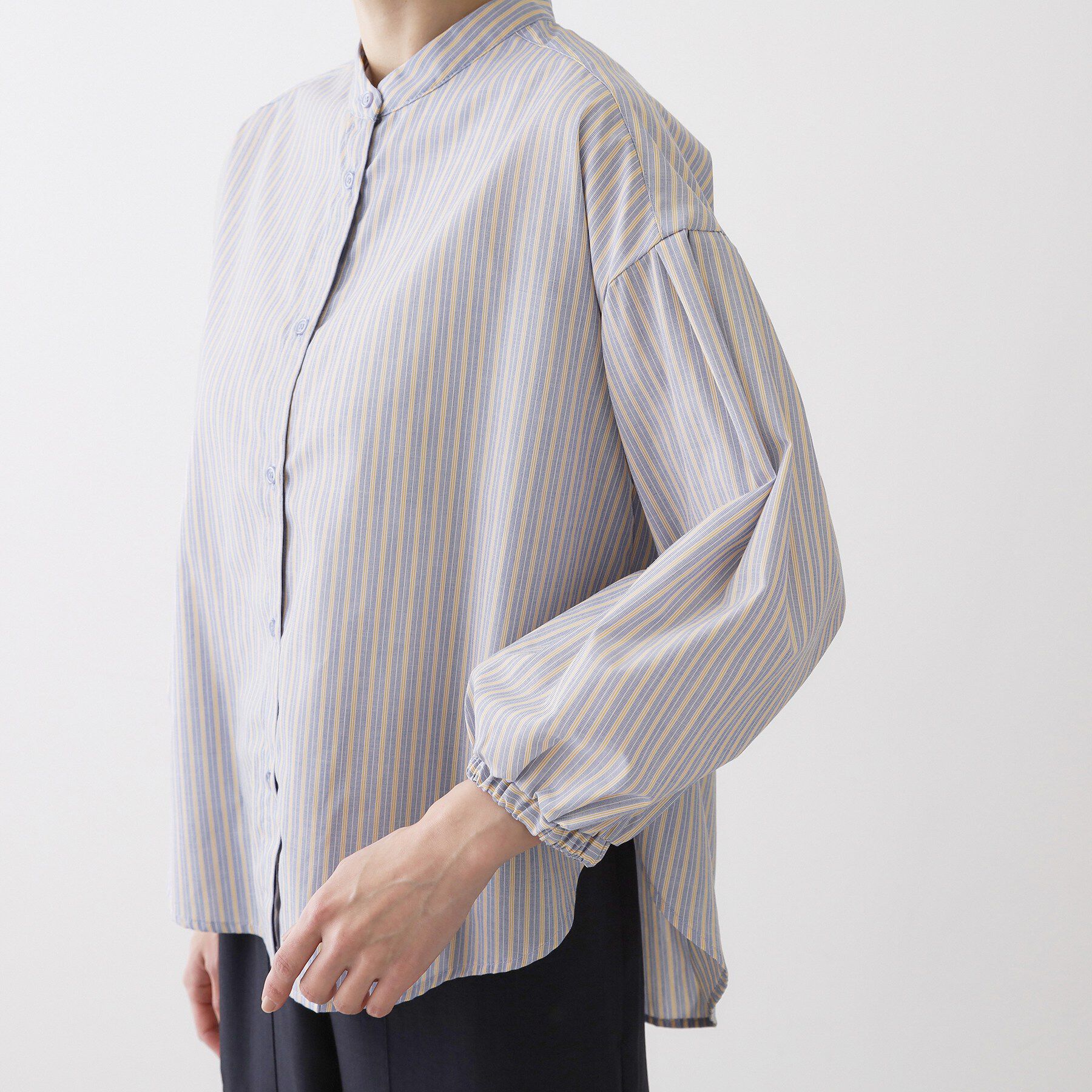 Dessin「【洗える】バルーンスリーブバンドカラーシャツ」|シャツ・ブラウス|