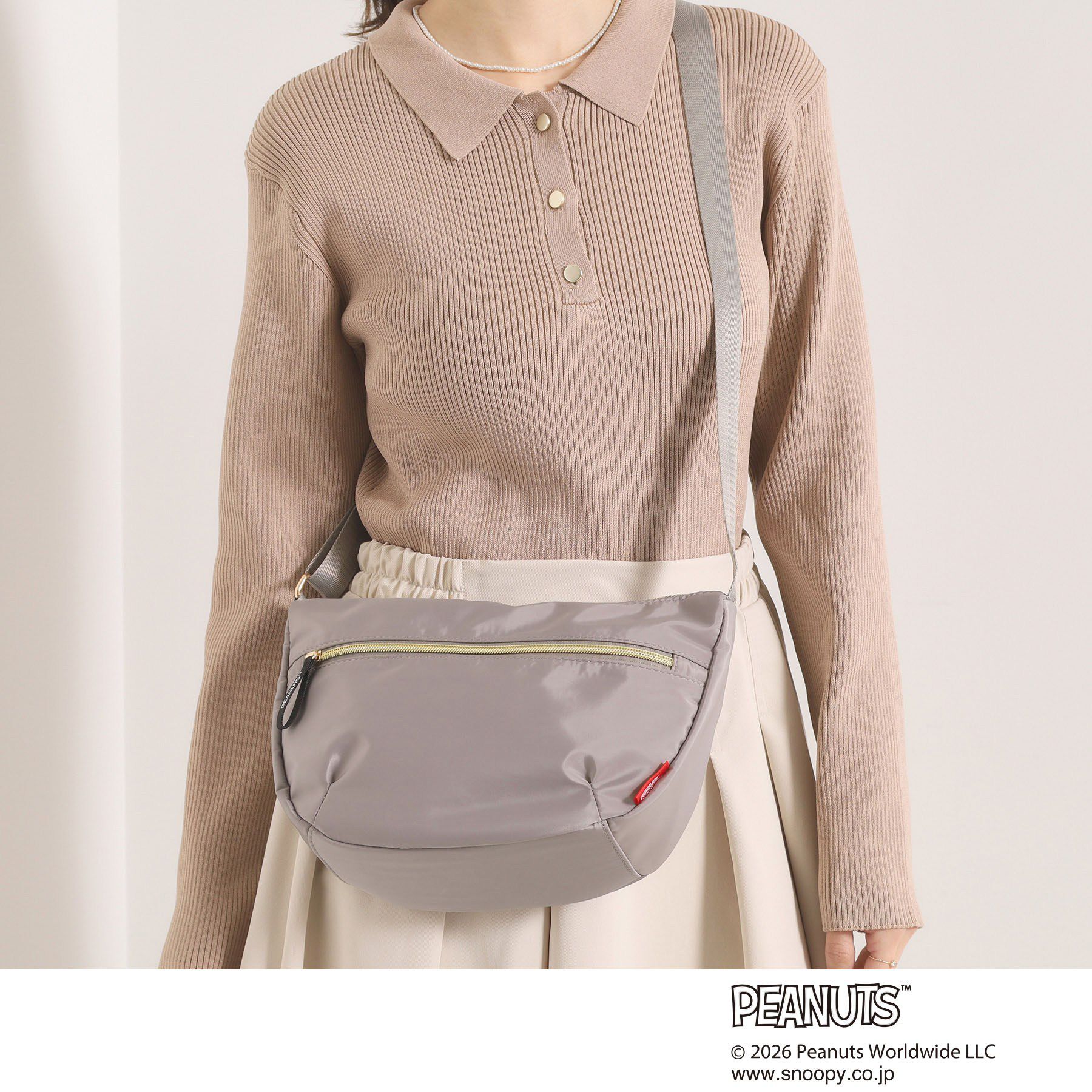ITS&rsquo;DEMO「＜PEANUTS＞裏地総柄ミニショルダー」|ショルダー・メッセンジャー|グレー(012)