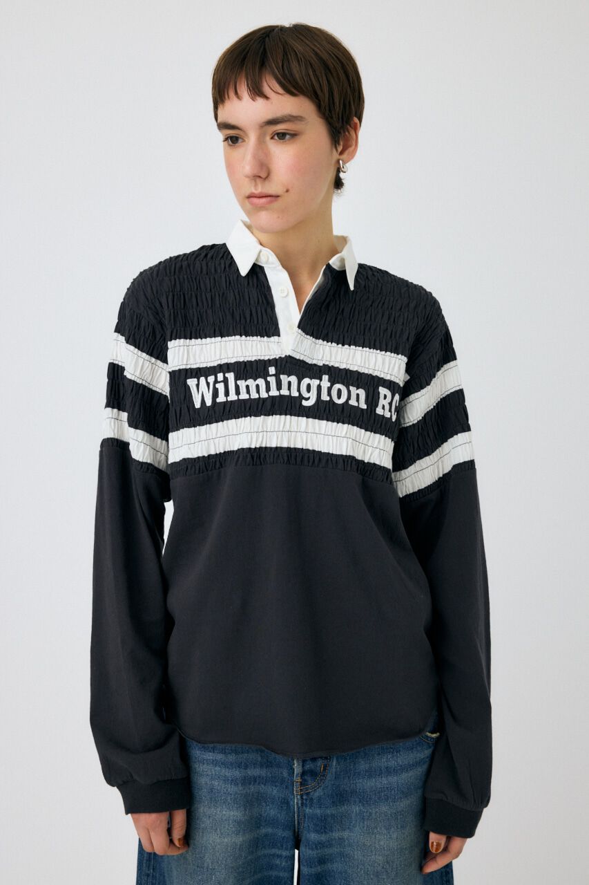 MOUSSY「SHIRRING RUGBY シャツ」|Tシャツ・カットソー|L/BLK1