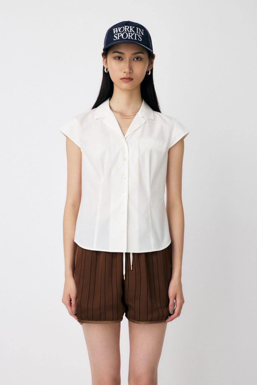 MOUSSY「MICRO SLEEVE SHIRT ブラウス」|シャツ・ブラウス|O/WHT1
